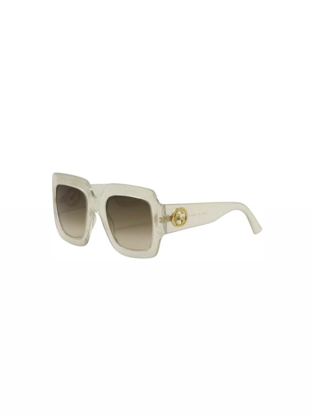 Authentic Gucci Ivory Square Sunglasses with Gold Logo